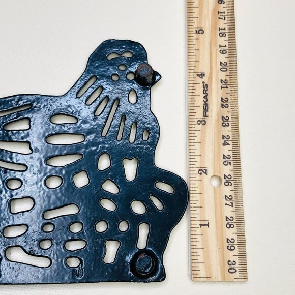 Vintage Black Enamel Cast Iron Chicken Trivet: Farmhouse Kitchen Decor - Picture 9 of 10